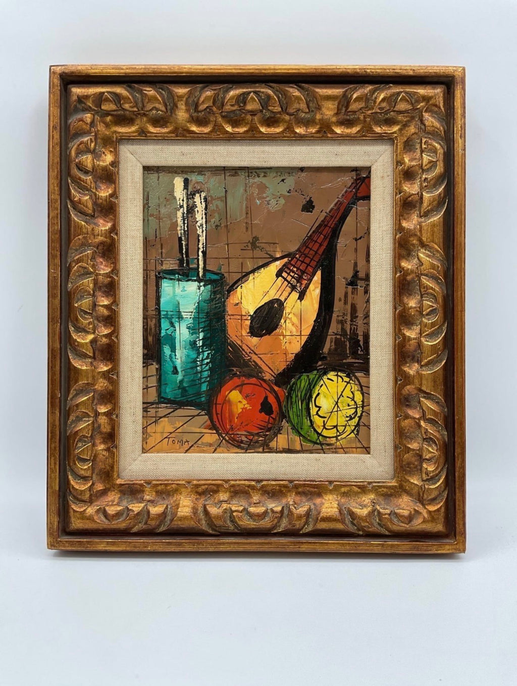 Mid 20th Century Beautiful Modernist Still Life Oil Painting, Signed ‘Toma’