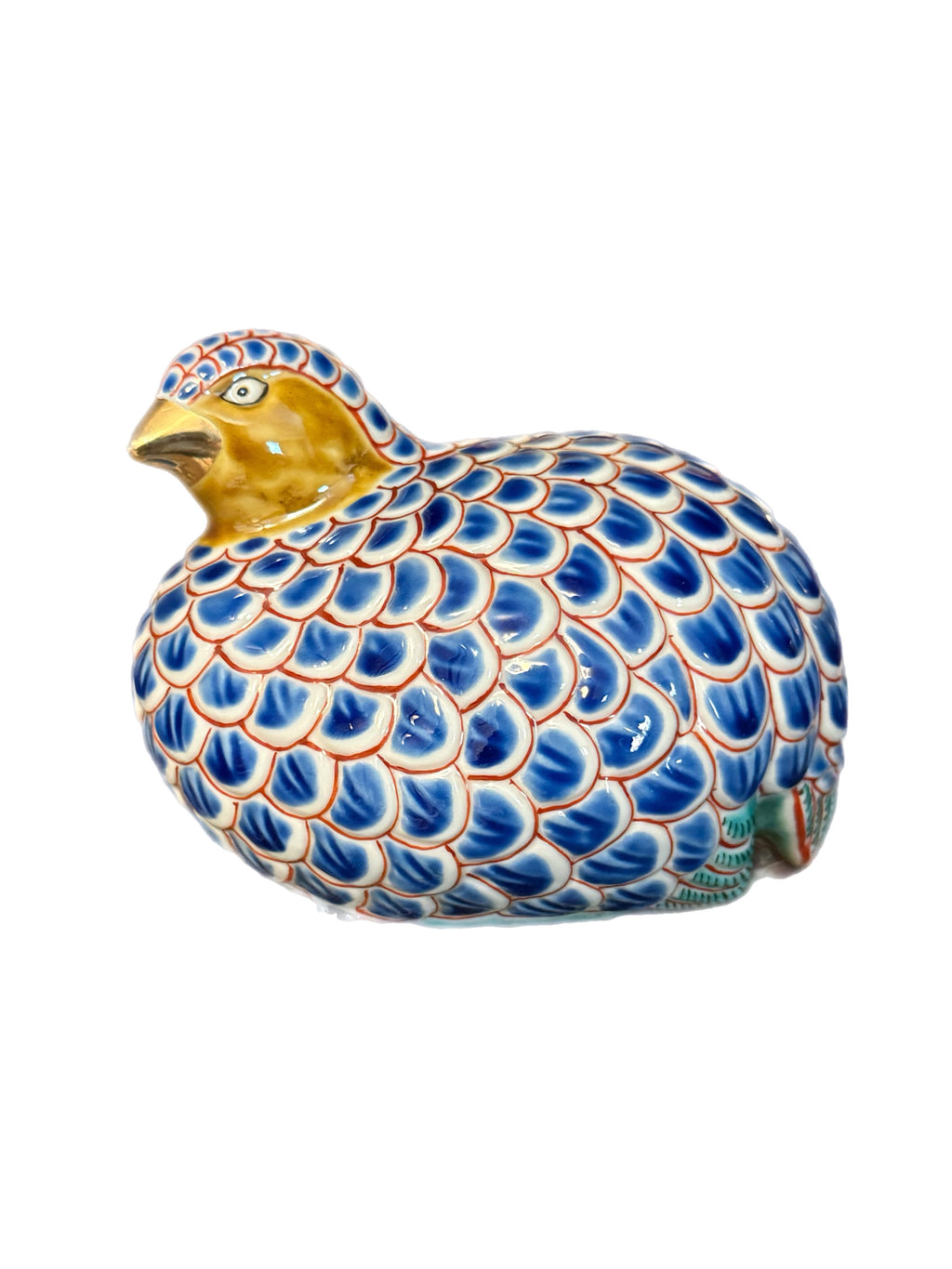 Vintage Japanese Imari Style Porcelain Quail Figurine