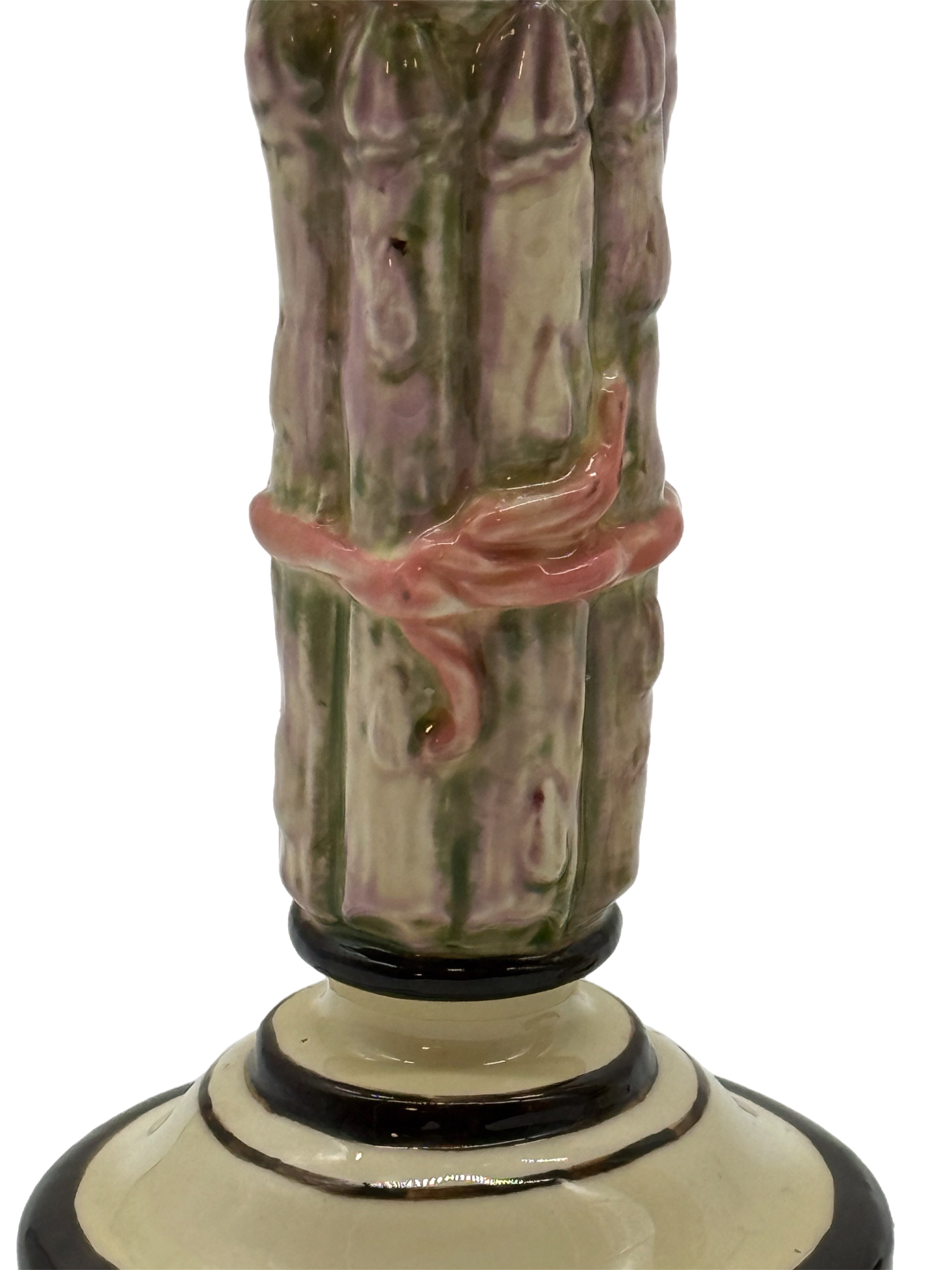 Pair of Limited Edition (1/9) Asparagus Form Studio Ceramic Candlesticks by Prince Alexander, 1981