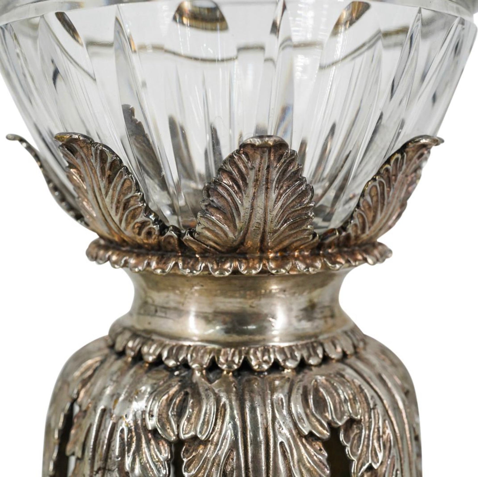 Maitland-Smith Crystal Glass and Silver Plated Pineapple or Egg Form Vessel 15”