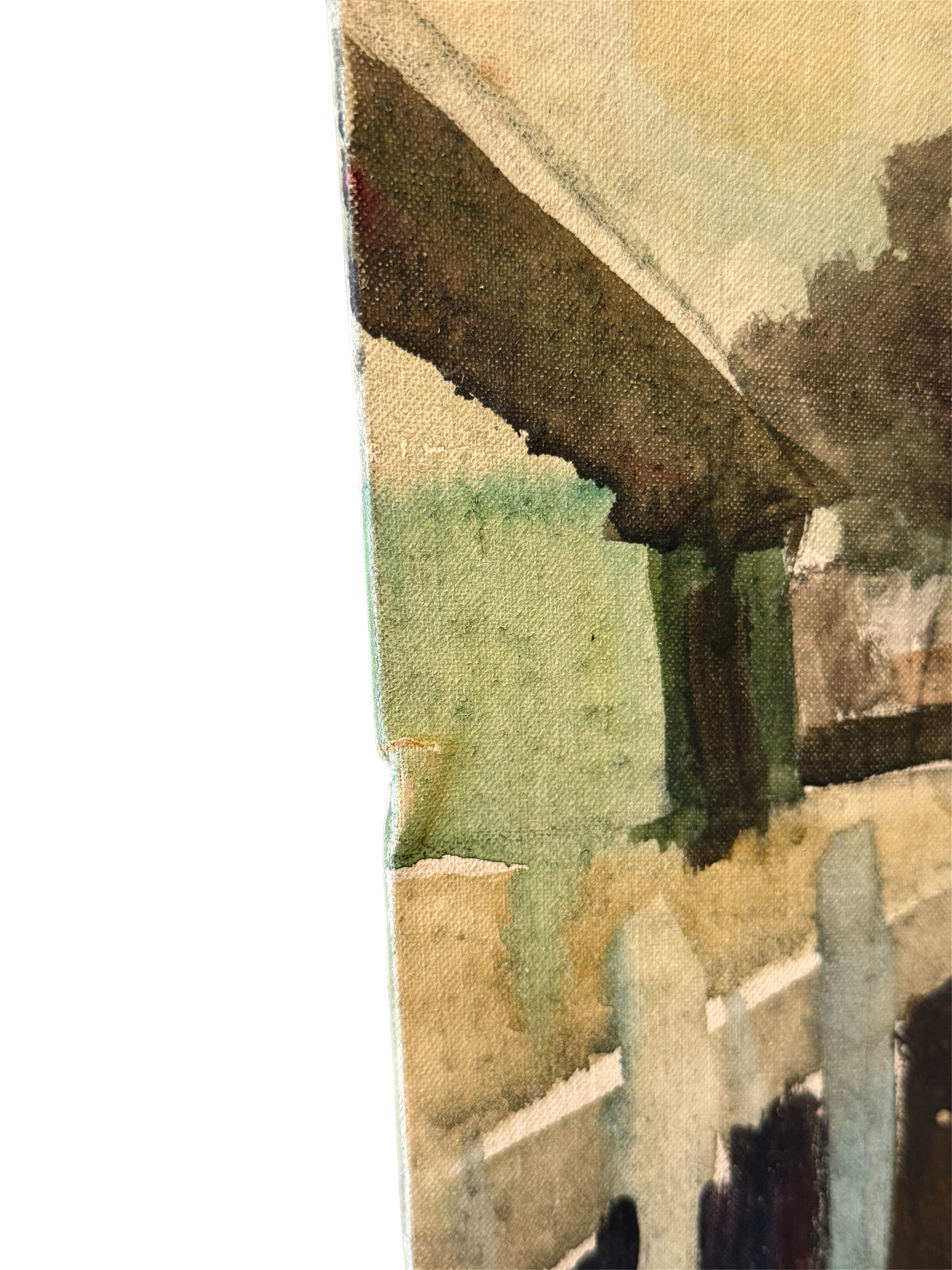 Mid-Century Modernist Harbor Scene, Mixed Media on Artist Board