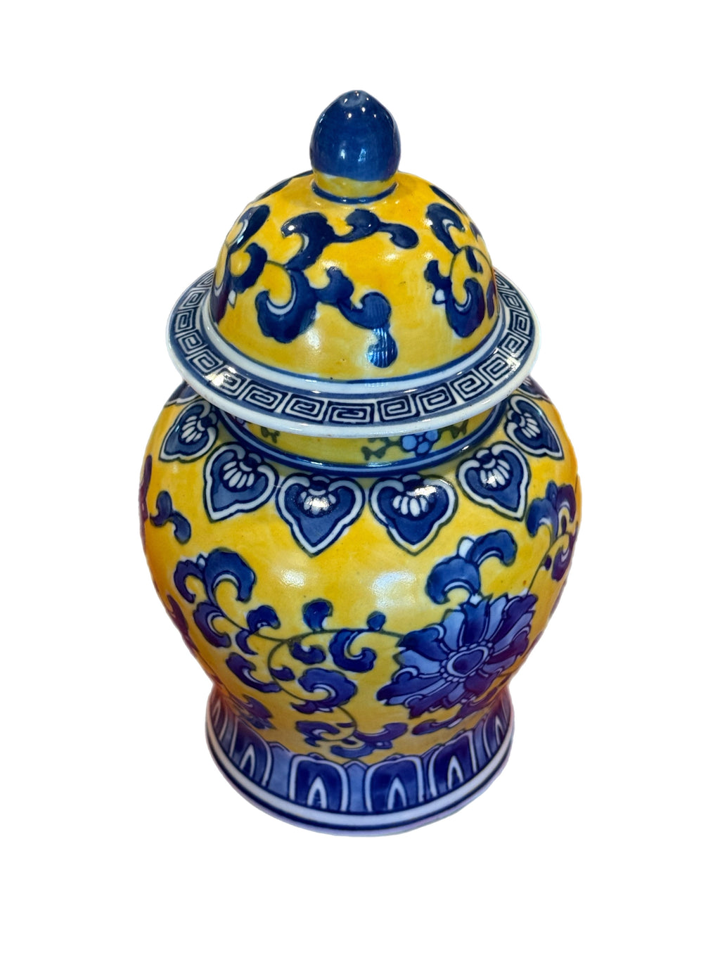 Yellow & Blue Chinoiserie Lidded Ginger Jar