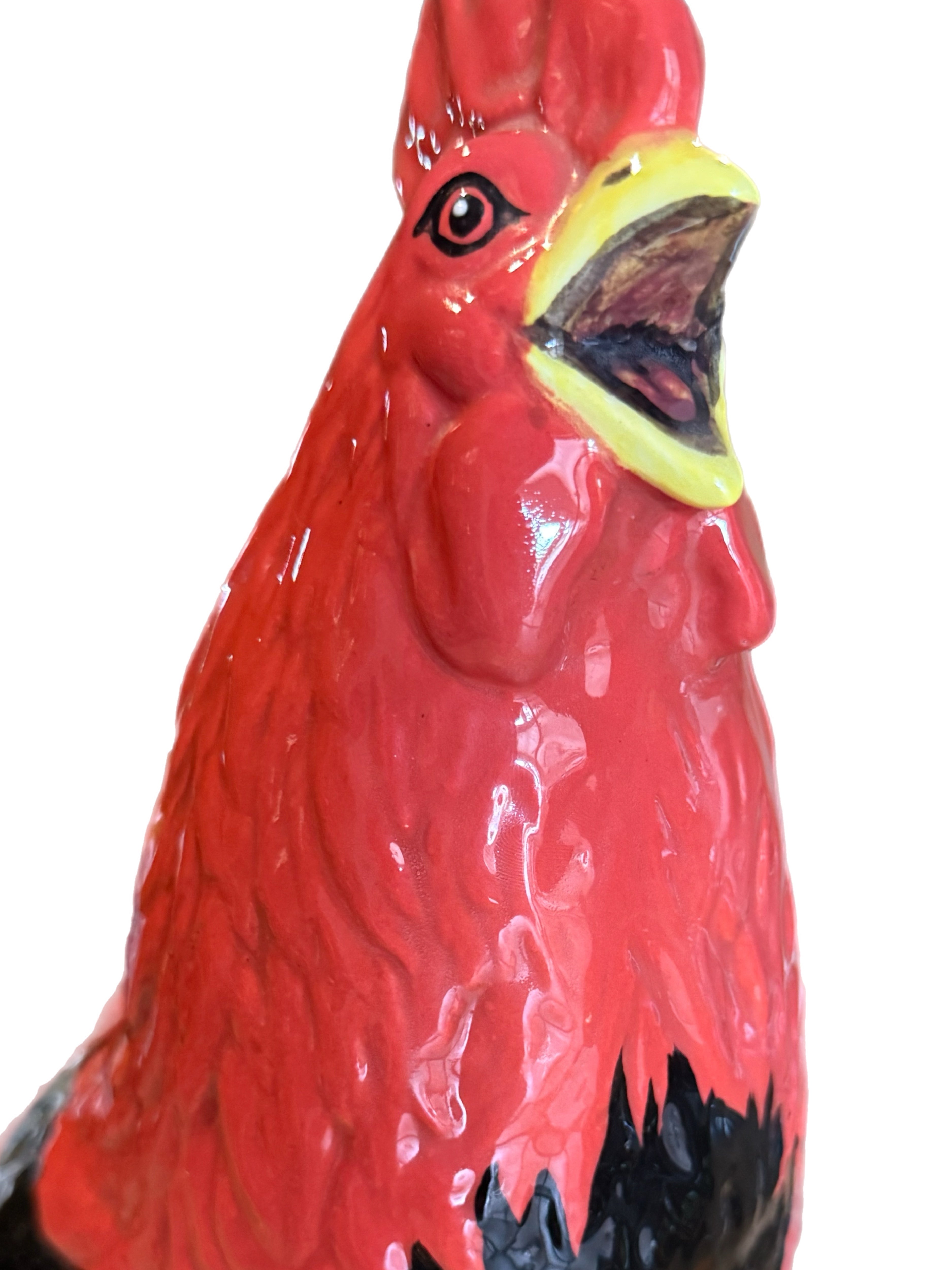 Richly-Glazed Hand-Painted Ceramic Rooster, Signed