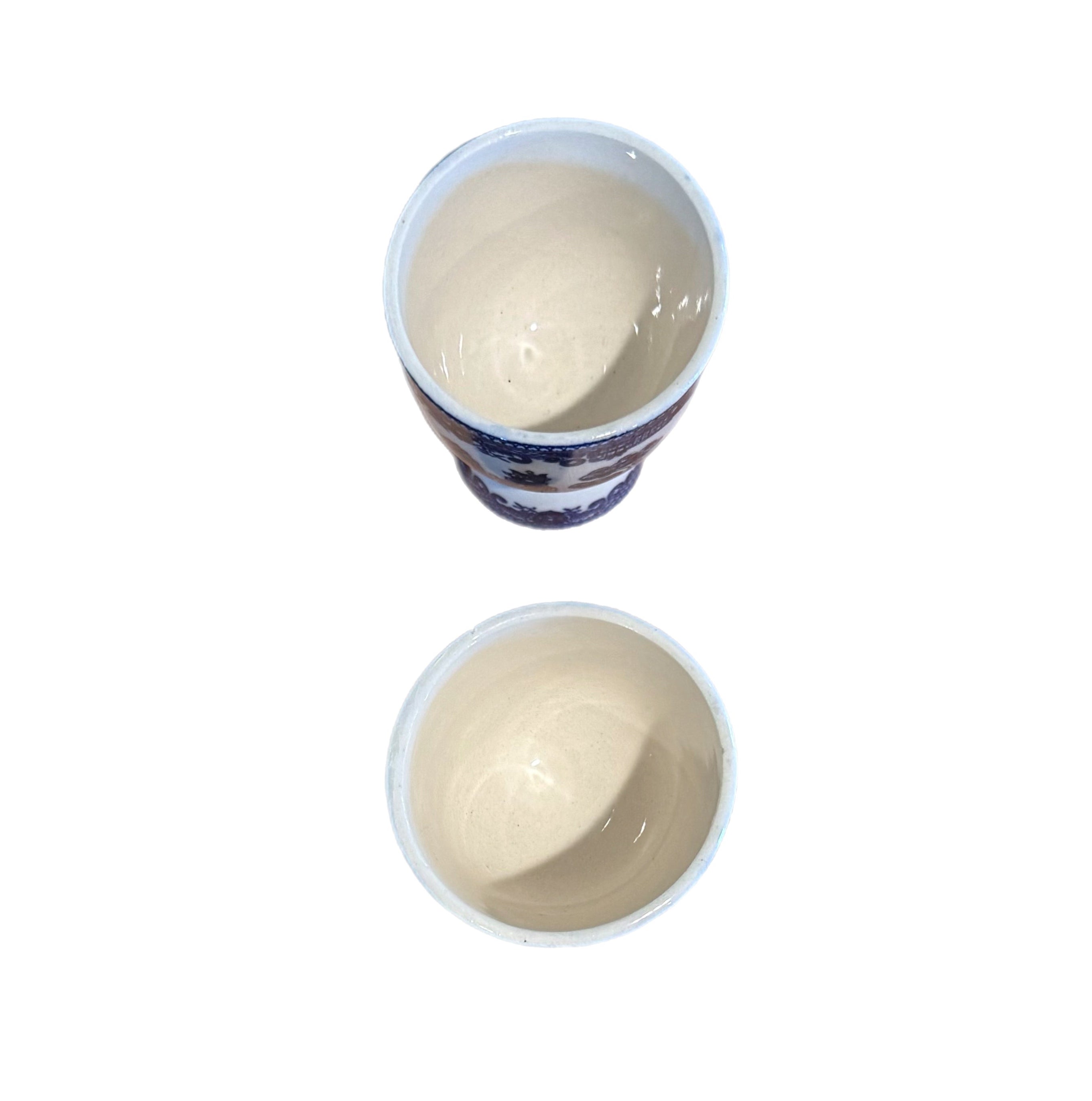 Vintage Blue Willow Chinoiserie Double Egg Cups - a Pair