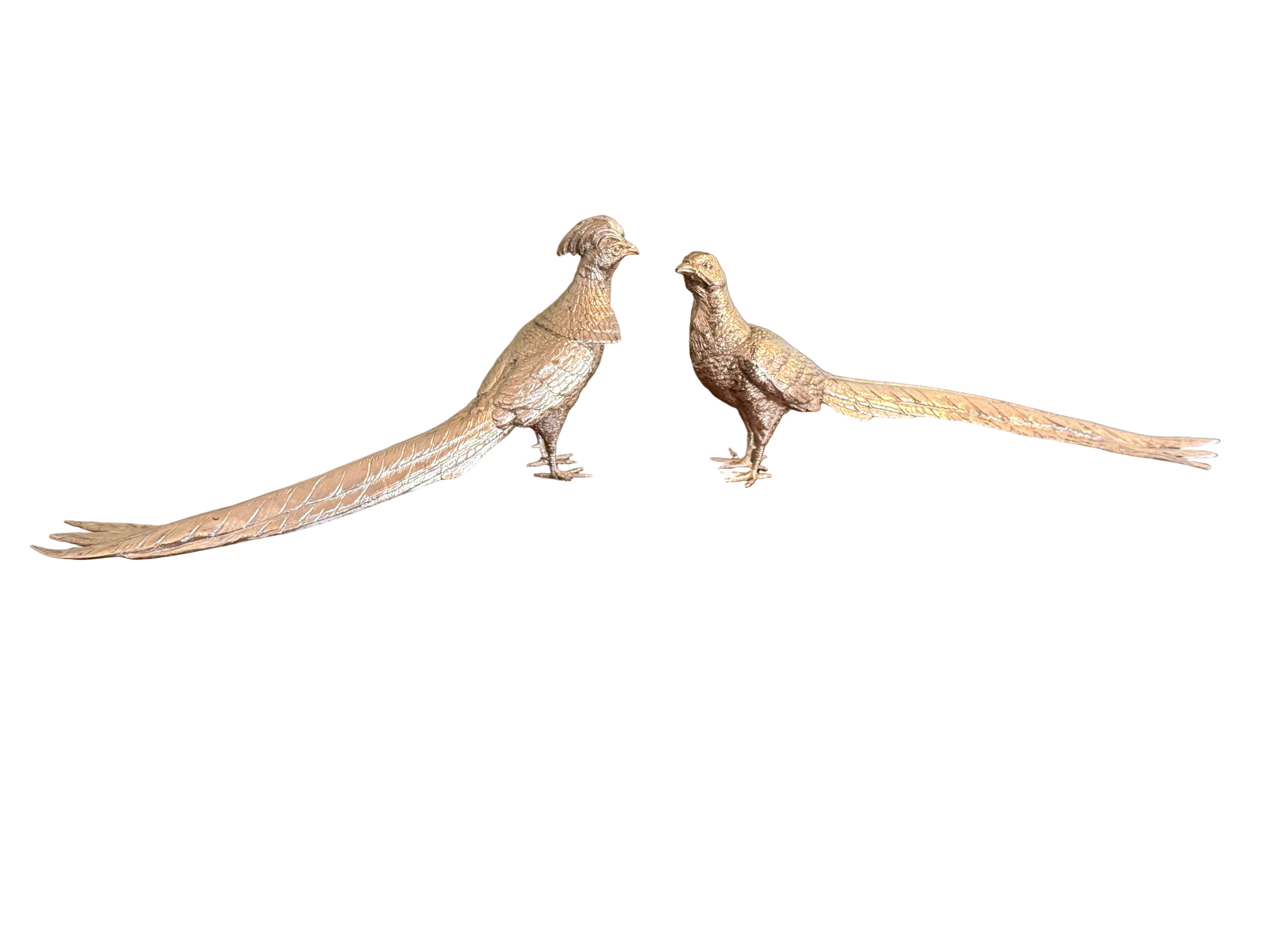 Pair of Silver Plated Pheasants