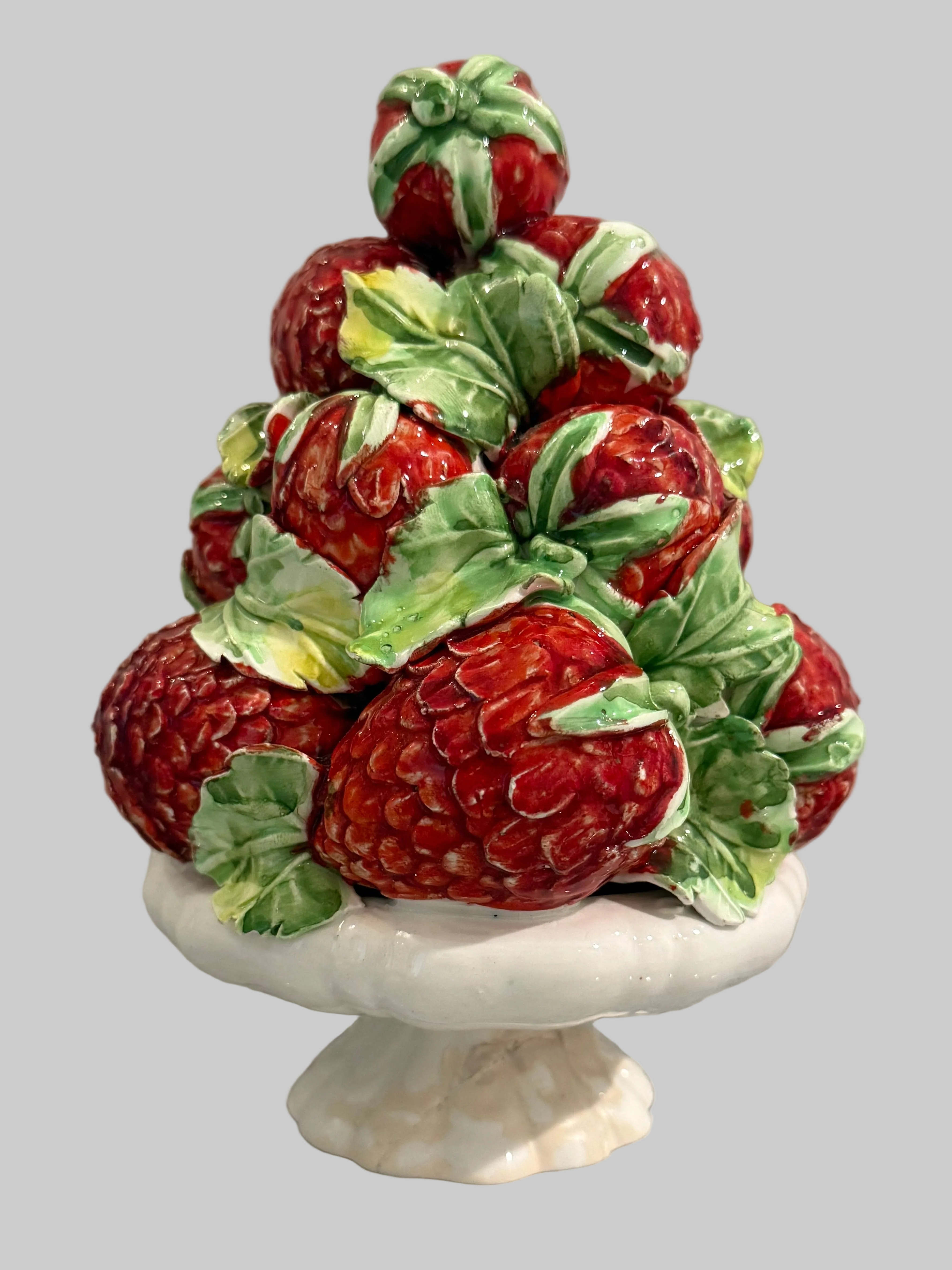 Vintage Hand-Painted Italian Majolica Berry Topiary 7”